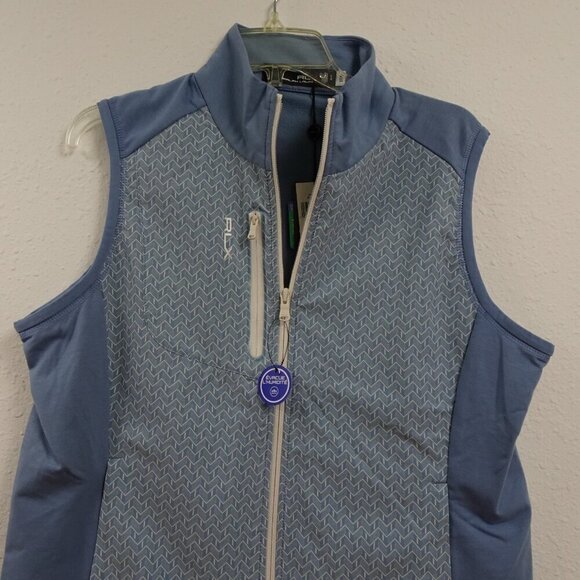RLX Ralph Lauren Golf Vest Women's Size L Blue Full Zip Wicking Sleeveless - Picture 4 of 11
